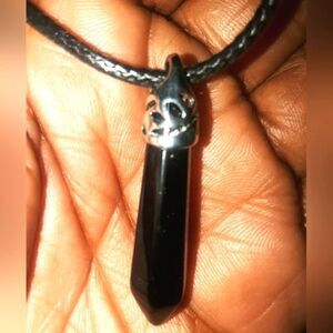 Hand crafted black pendant necklace